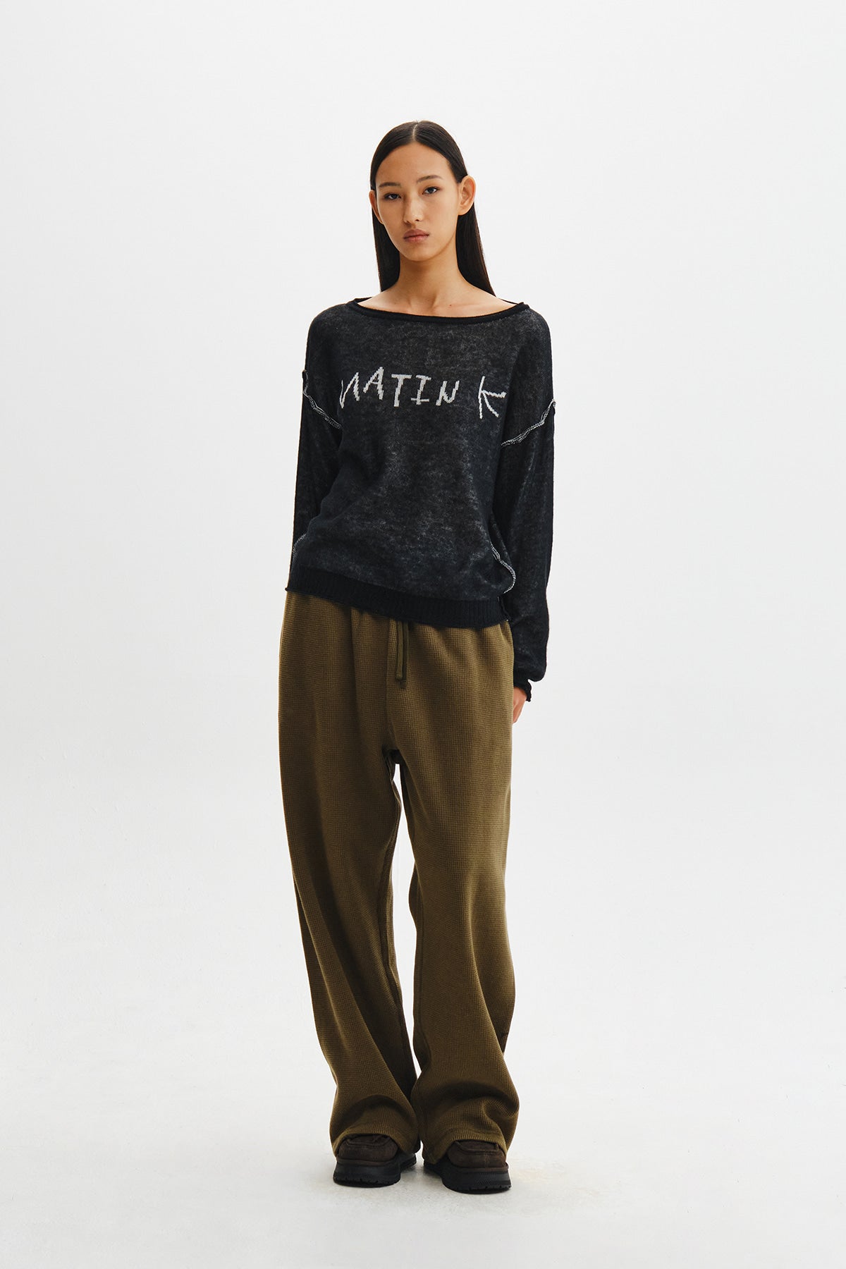 Matin Kim - Matin Dual Tone Knit Pullover (Black) product image 11 | TRAB K-Fashion Australia
