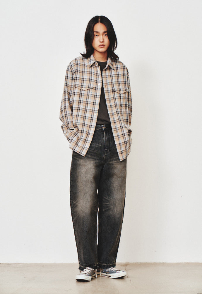 Art if acts - Cut Off One Tuck Curve Denim Pants (Vintage Black) product image 5 | TRAB K-Fashion Australia