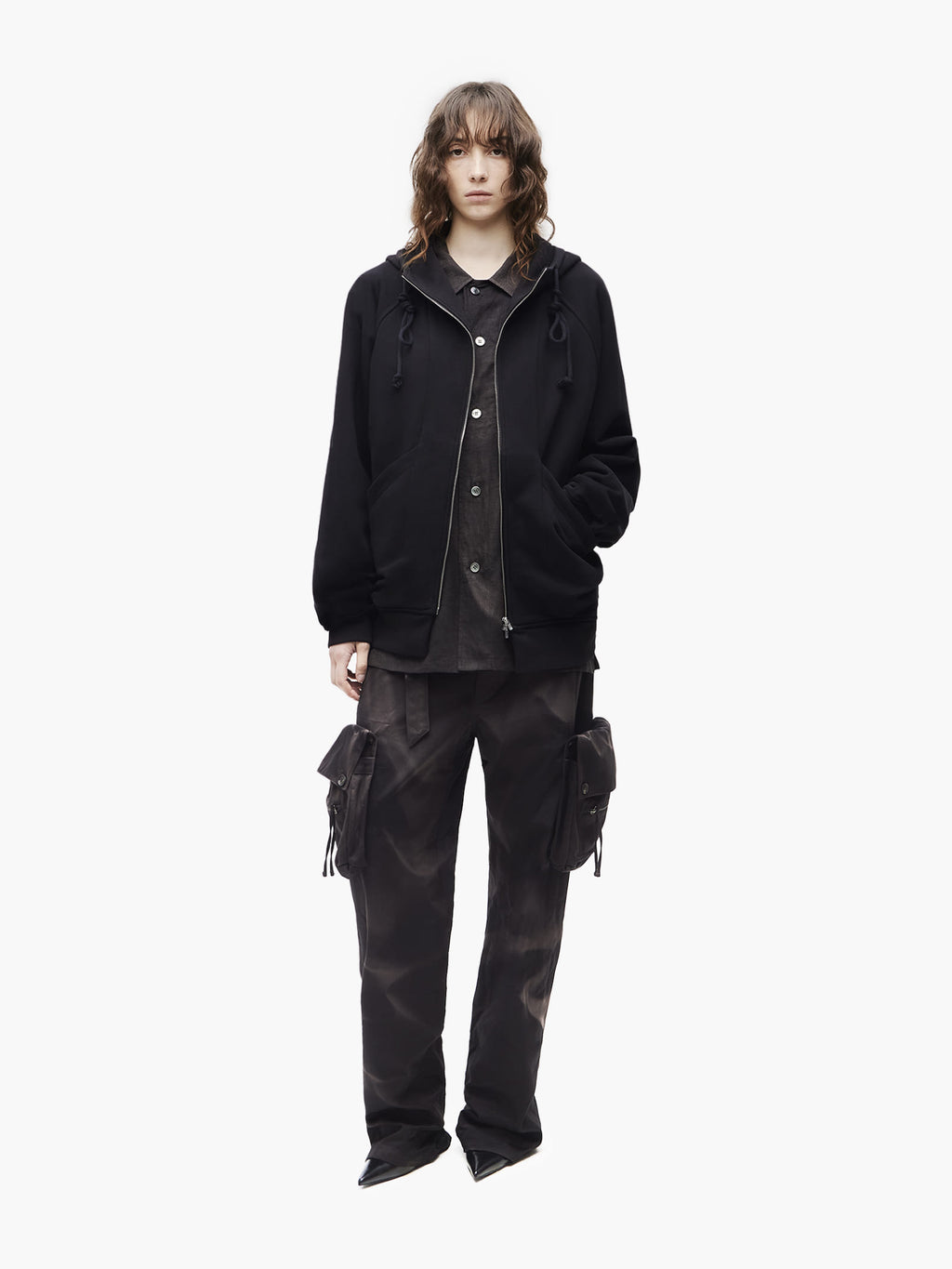 Jiyong Kim - Draped Zip-Up Hoodie (Black) product image 3 | TRAB K-Fashion Australia
