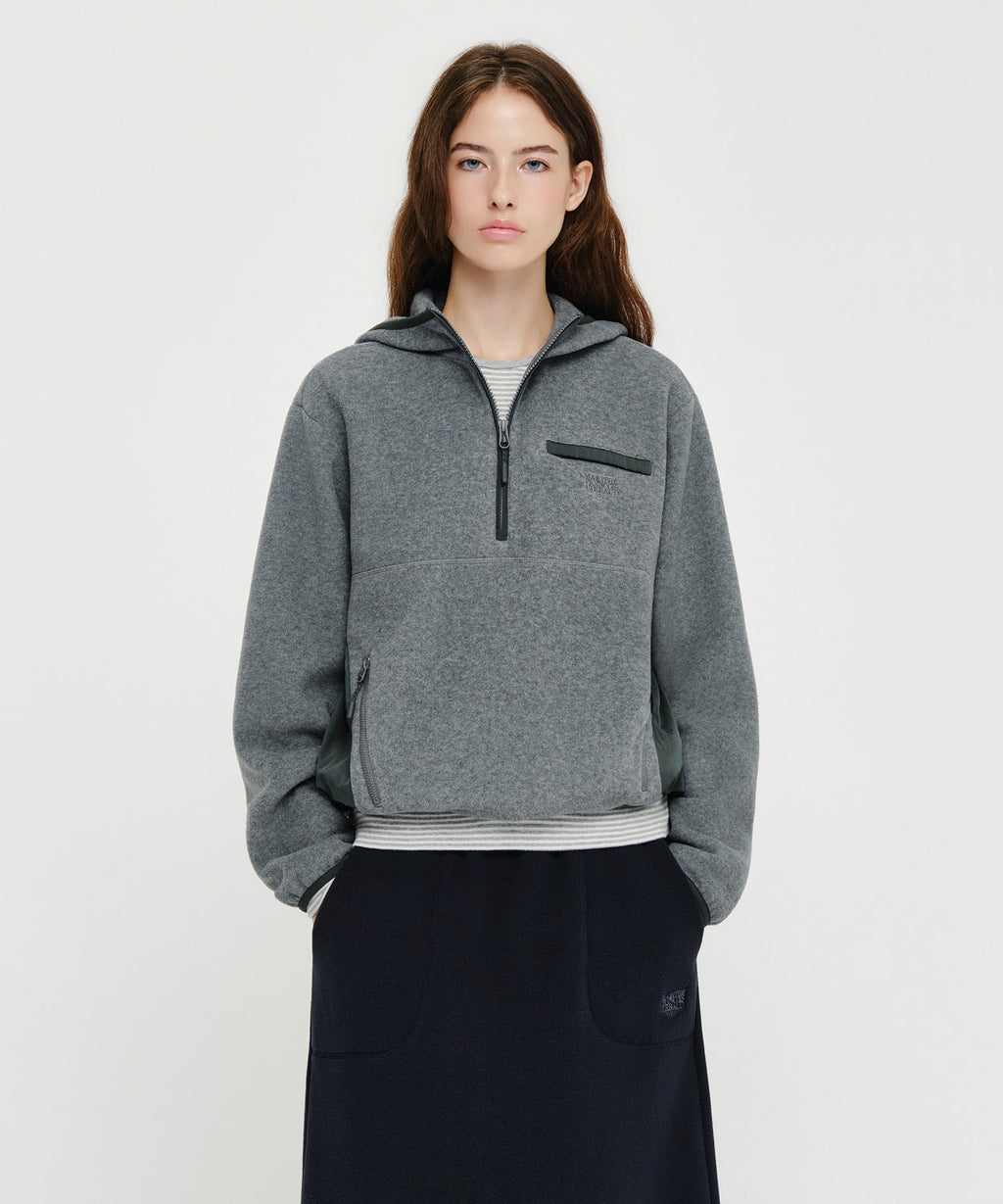 Marithe & Francois Girbaud - Small Classic Logo Fleece Hoodie Anorak (Heather Charcoal) product image 1 | TRAB K-Fashion Australia