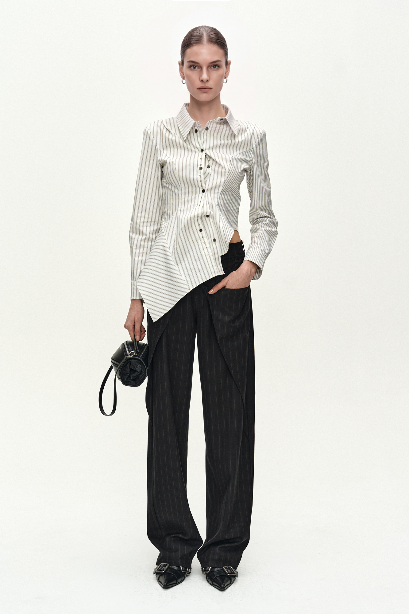 Andersson Bell - Stripe Wrap Pants (black) (Black) product image 3 | TRAB K-Fashion Australia