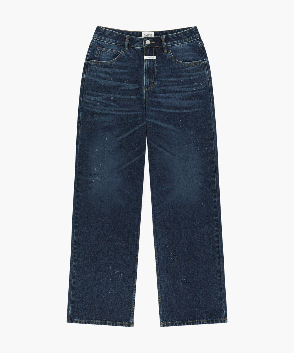 Marithe & Francois Girbaud - Semi-wide Painted Washed Denim Pants (Dark Blue) product image 1 | TRAB K-Fashion Australia