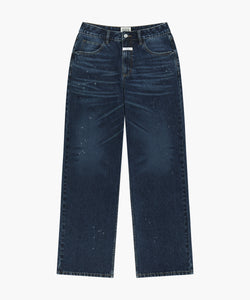 Marithe & Francois Girbaud - Semi-wide Painted Washed Denim Pants (Dark Blue) product image 1 | TRAB K-Fashion Australia