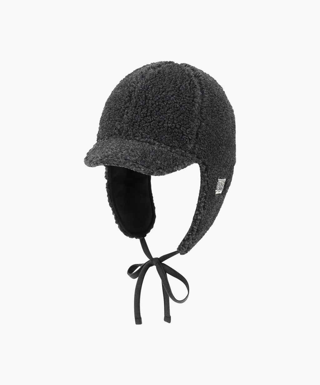 Marithe & Francois Girbaud - Micro Classic Logo Fleece Earflap Cap (Charcoal) product image 1 | TRAB K-Fashion Australia