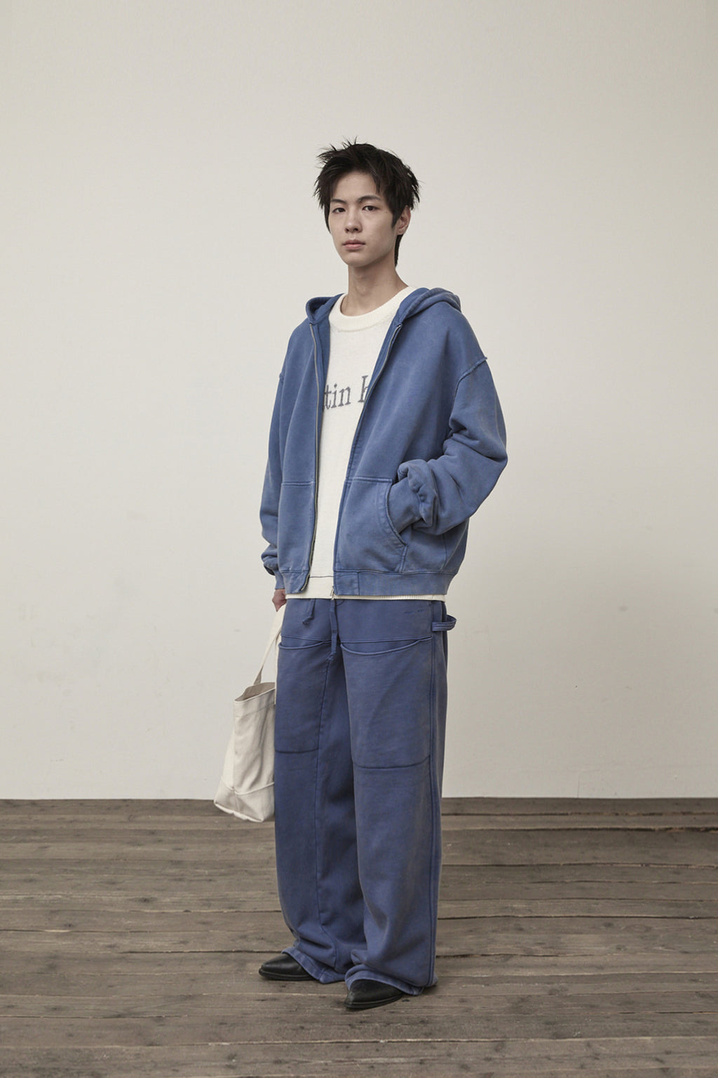 Matin Kim - Cut Out Washed Sweatpants (Blue) product image 9 | TRAB K-Fashion Australia