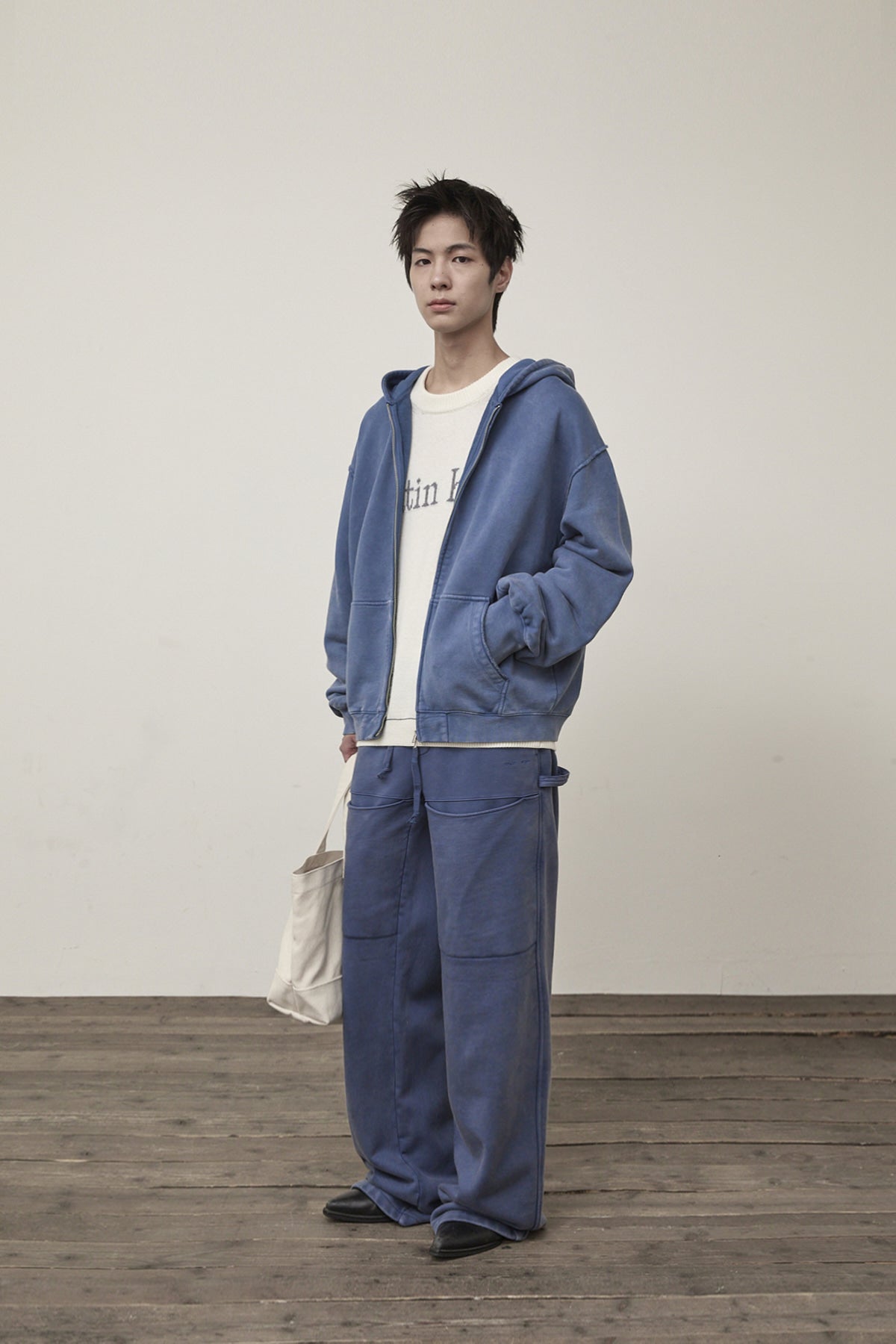 Matin Kim - Cut Out Washed Sweatpants (Blue) product image 9 | TRAB K-Fashion Australia