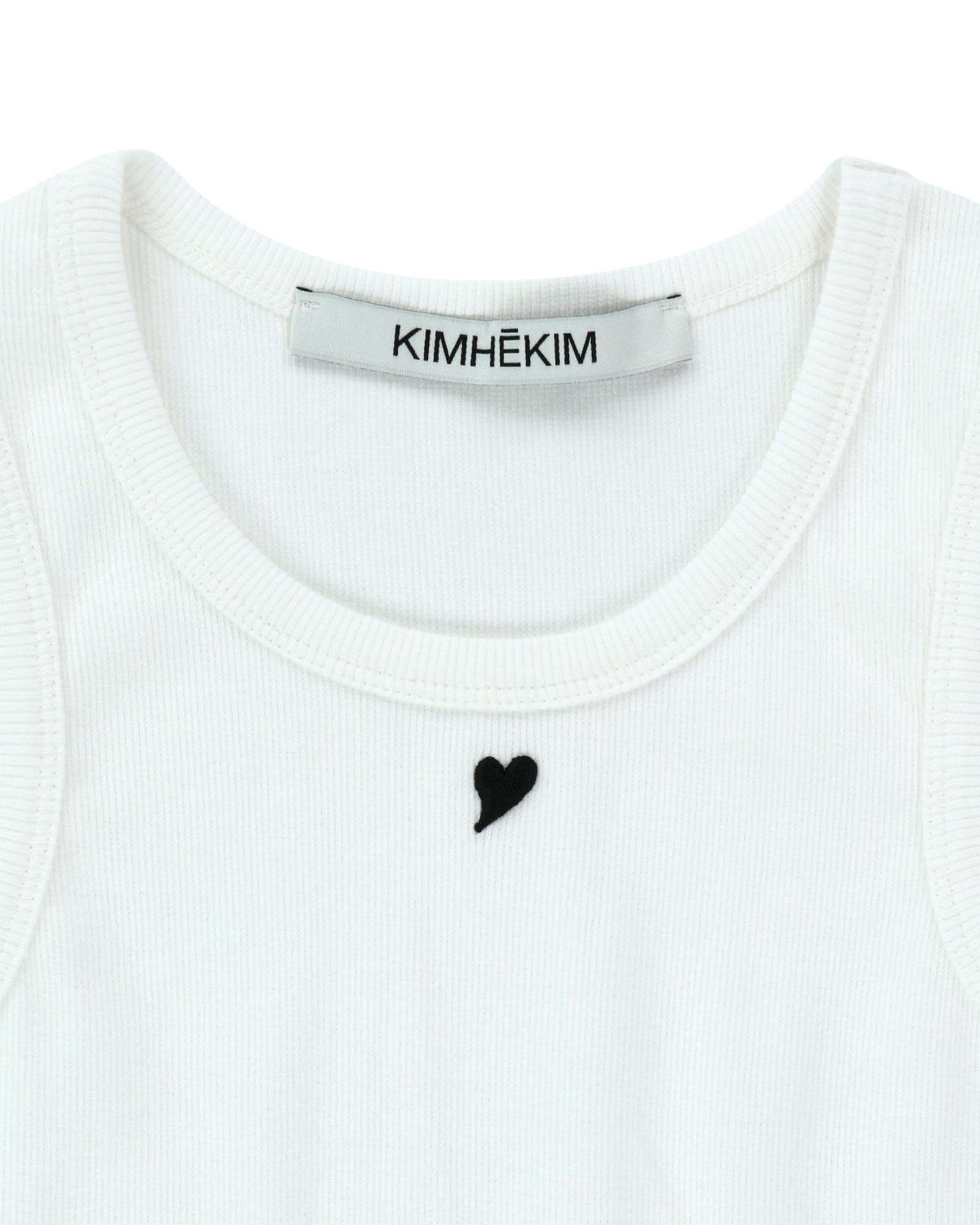 Kimhe Kim - Mini Heart Embroidered Sleeveless Jersey Top (White) product image 3 | TRAB K-Fashion Australia