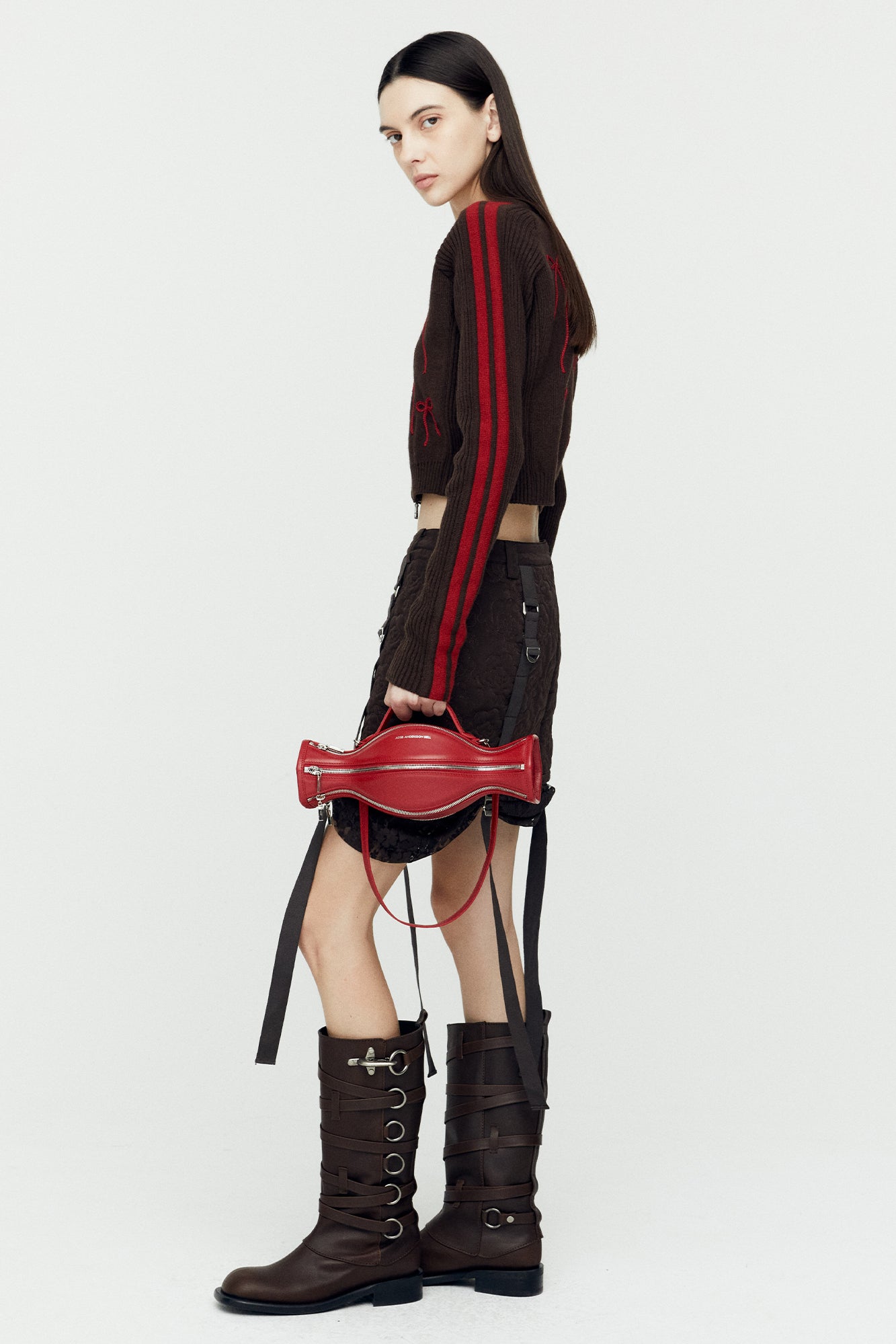 Andersson Bell - Ribbon Embroidery Knit Cardigan (Red) product image 3 | TRAB K-Fashion Australia