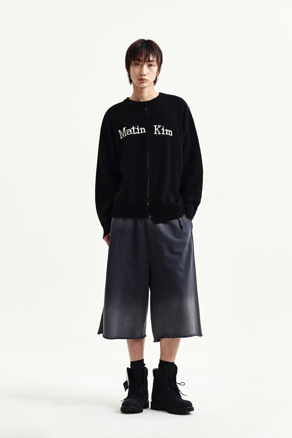 Matin Kim - Vintage Washed Back Logo Bermuda Sweatpants (Charcoal) product image 15 | TRAB K-Fashion Australia