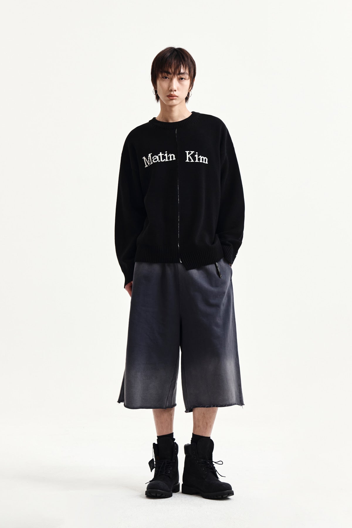 Matin Kim - Vintage Washed Back Logo Bermuda Sweatpants (Charcoal) product image 15 | TRAB K-Fashion Australia