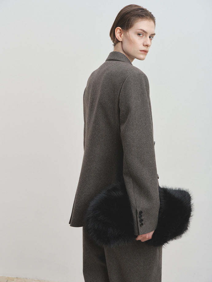 Tonywack - Tailored Wool Twill Double-Breasted Jacket (Grey) product image 5 | TRAB K-Fashion Australia