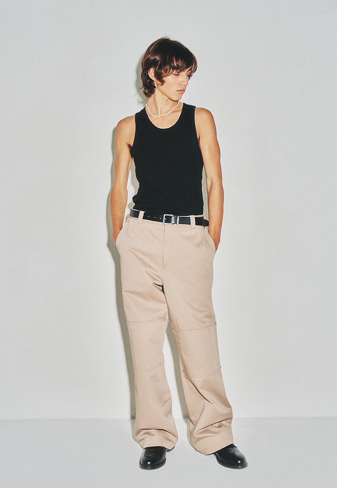 Tonywack - Hard Twist Semi-Wide Cut Double Knee Pants (Beige) product image 2 | TRAB K-Fashion Australia