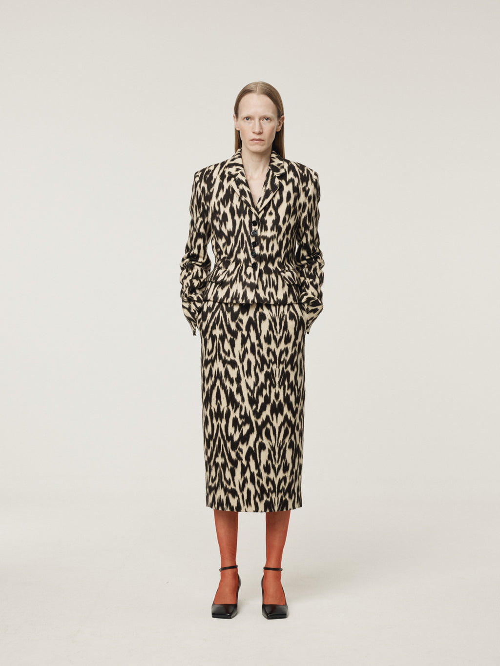 Recto - Leopard Wool Midi Skirt (Dark Brown) product image 2 | TRAB K-Fashion Australia