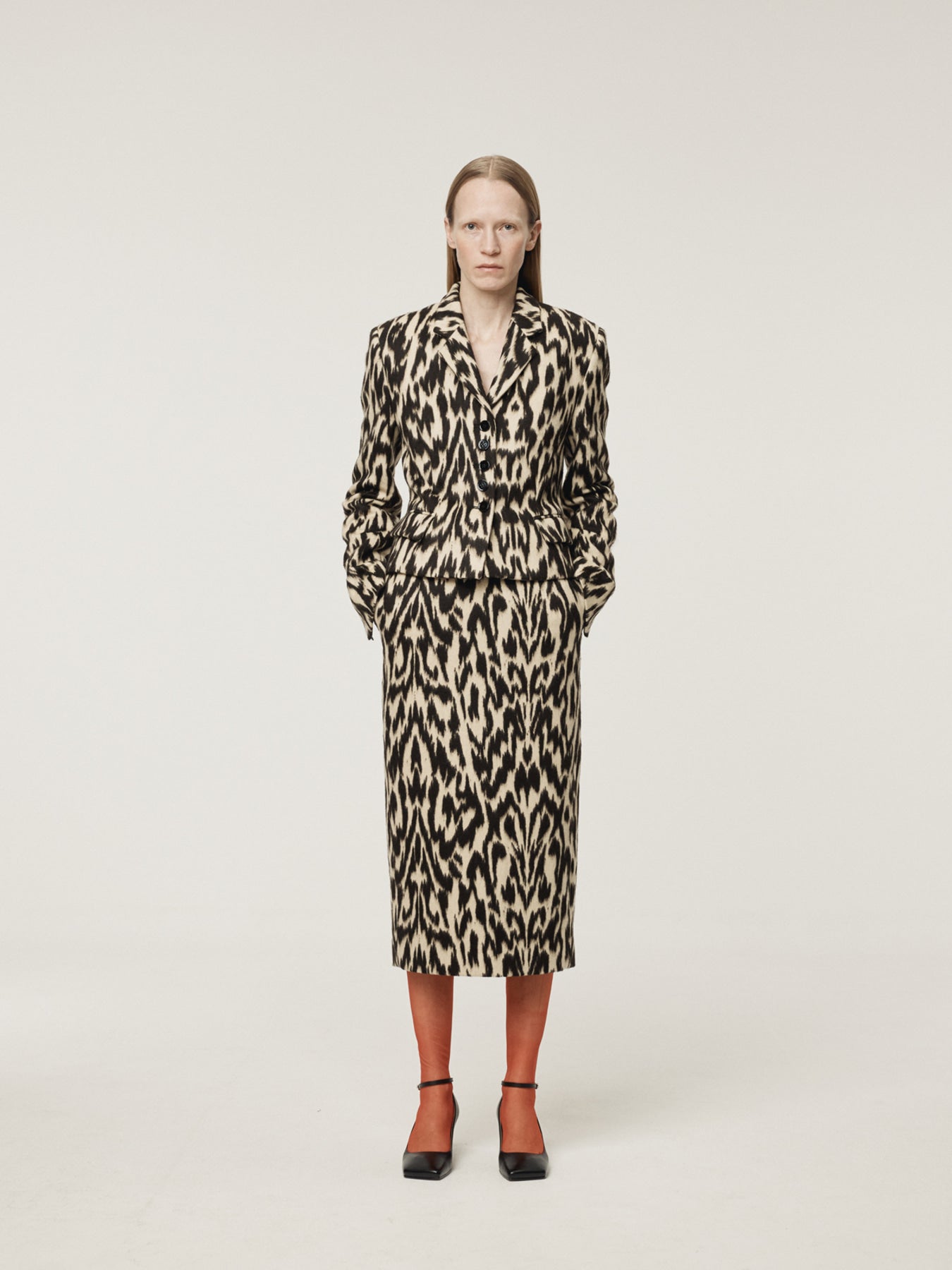 Recto - Leopard Wool Midi Skirt (Dark Brown) product image 2 | TRAB K-Fashion Australia