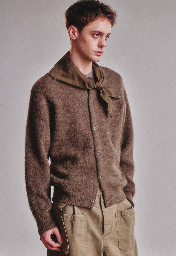 Art if acts - Alpaca Round Neck Cardigan (Mud) product image 1 | TRAB K-Fashion Australia