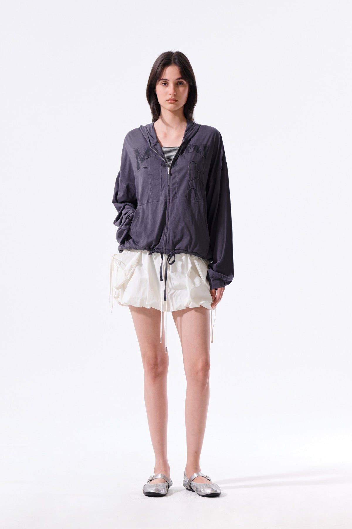 Matin Kim - Matin 16 Applique Logo Hoody Zip Up (Dark Navy) product image 10 | TRAB K-Fashion Australia