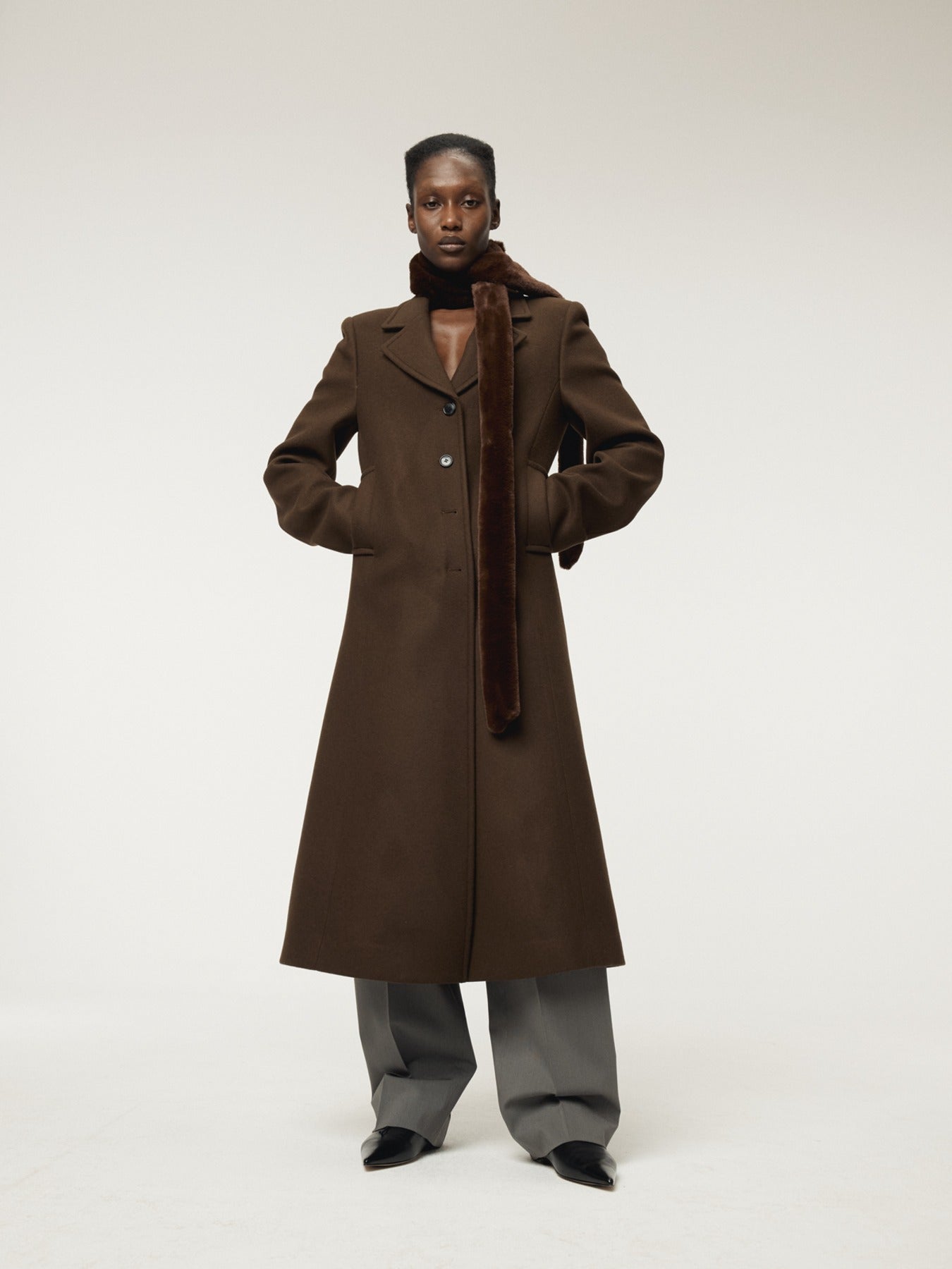 Recto - Slim Fit Long Coat (Vintage Brown) product image 1 | TRAB K-Fashion Australia