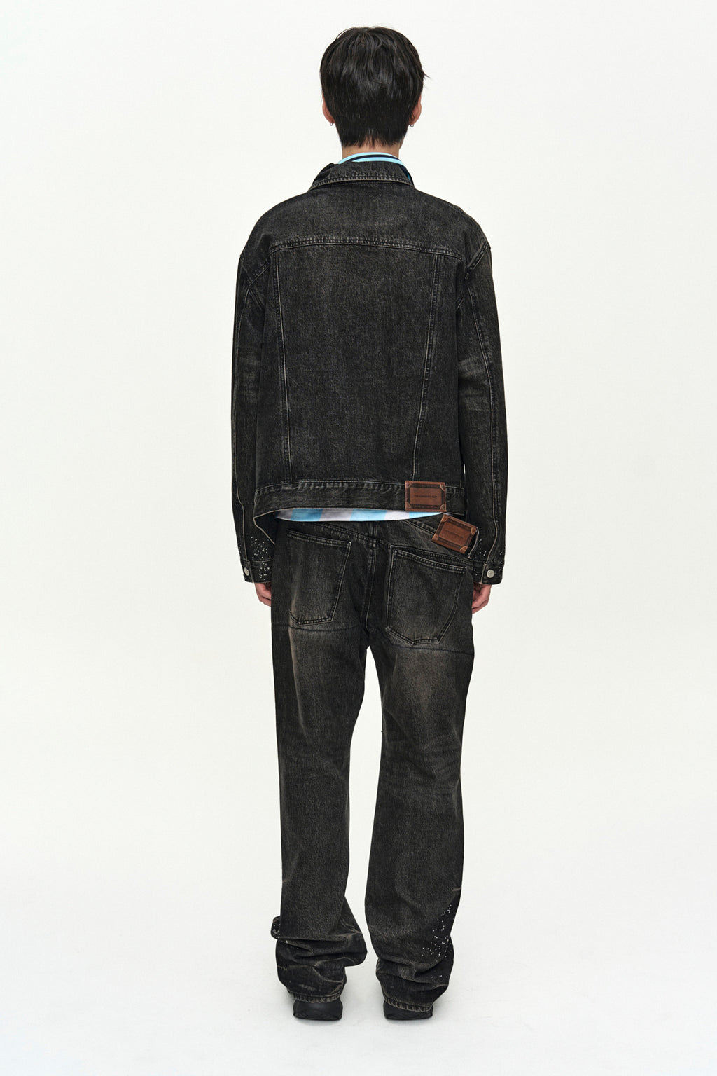 Andersson Bell - Unisex Asymmetric Layered Beads Denim Jacket (Black) product image 4 | TRAB K-Fashion Australia