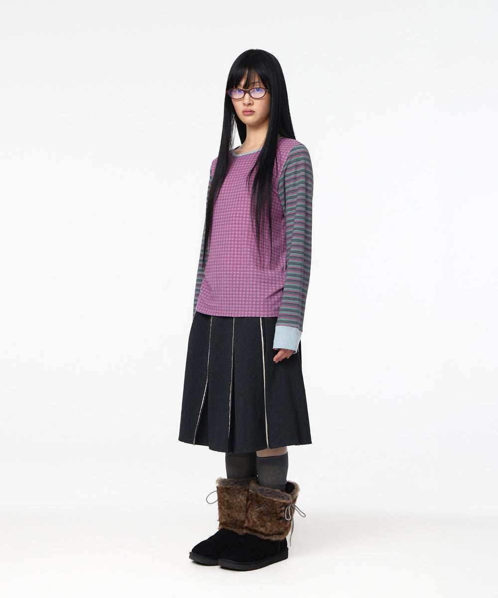 Coyseio - Raw Hem Pleats Skirt (Charcoal) product image 8 | TRAB K-Fashion Australia