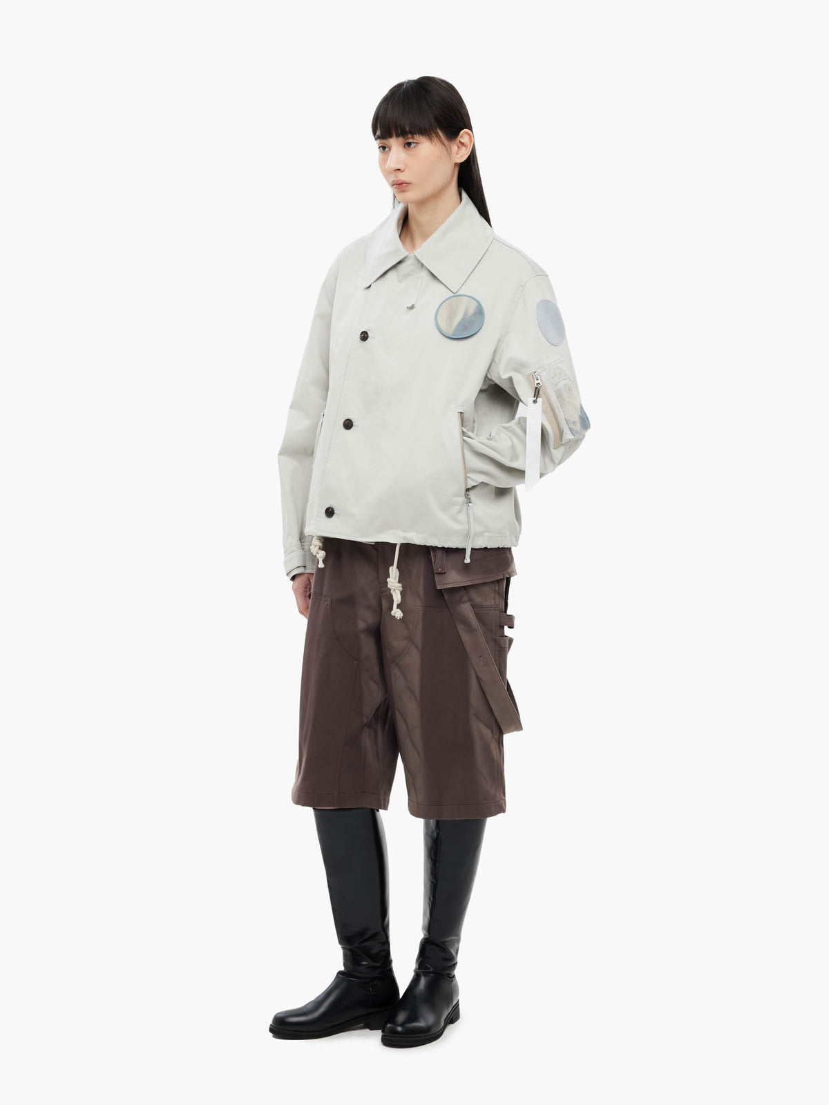 Jiyong Kim - Sun-Bleached Work Half Trousers (Brown) product image 2 | TRAB K-Fashion Australia