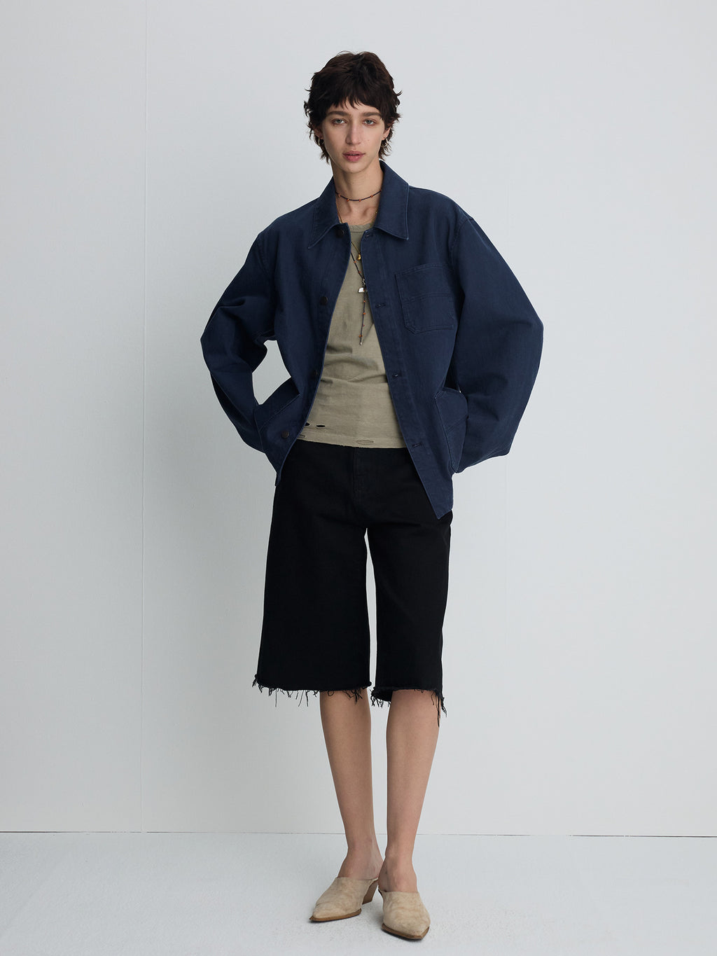 Tonywack - Raw Hem Denim Bermuda Shorts (Washed Black) product image 6 | TRAB K-Fashion Australia