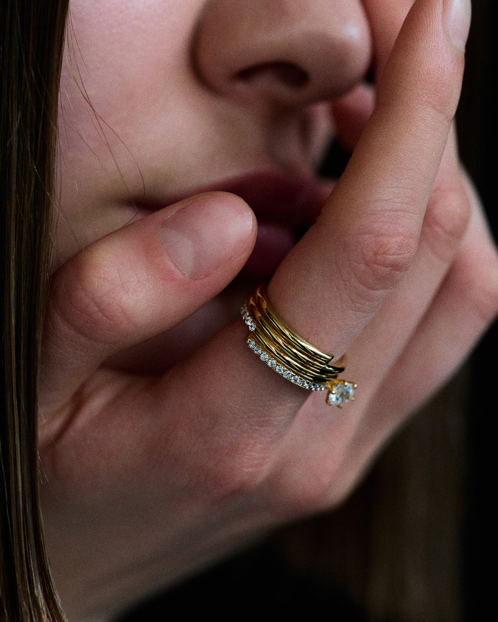 Numbering - Coil Spiral Pave Ring / 6 Prong #8408 product image 2 | TRAB K-Fashion Australia