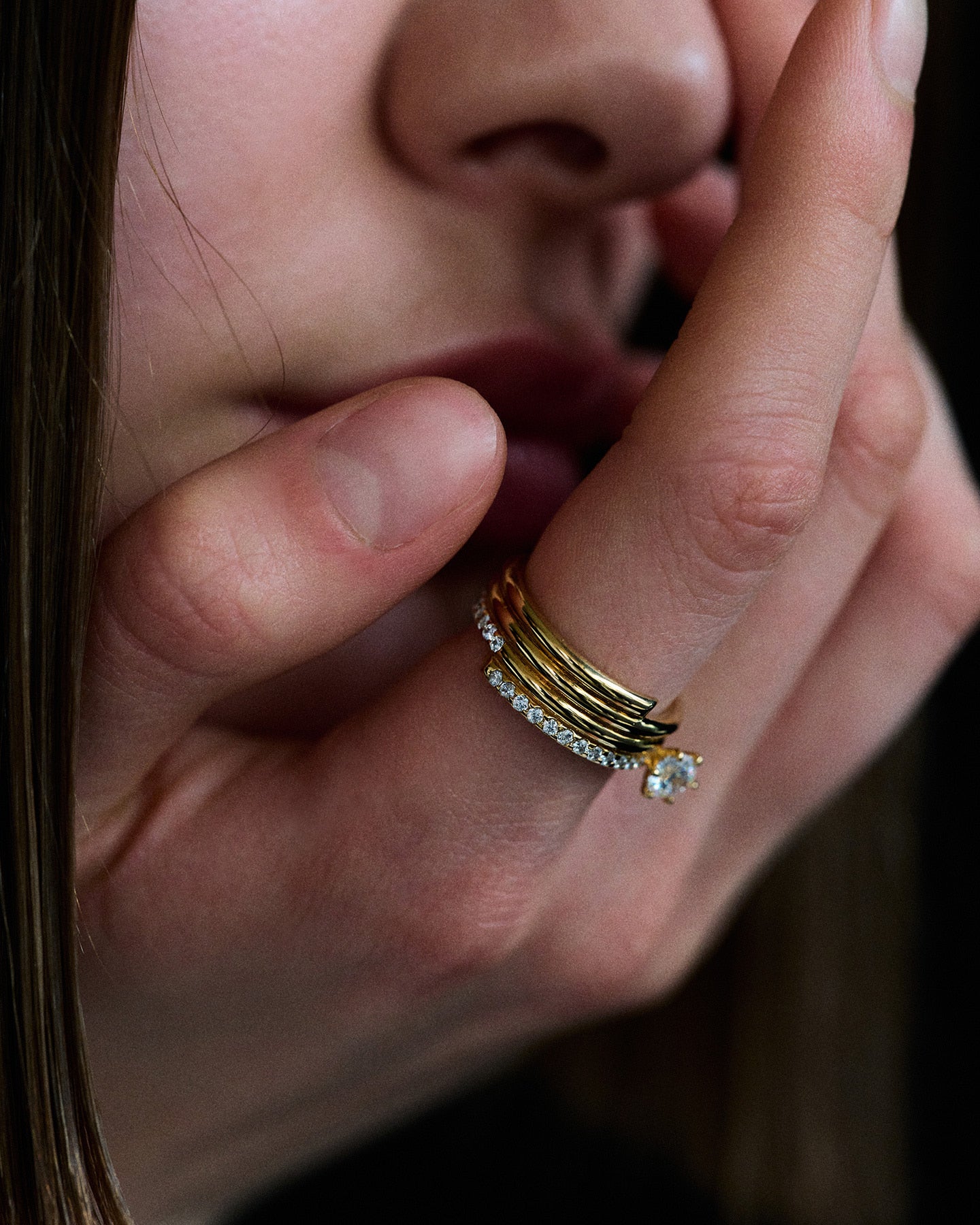 Numbering - Coil Spiral Pave Ring / 6 Prong #8408 product image 2 | TRAB K-Fashion Australia