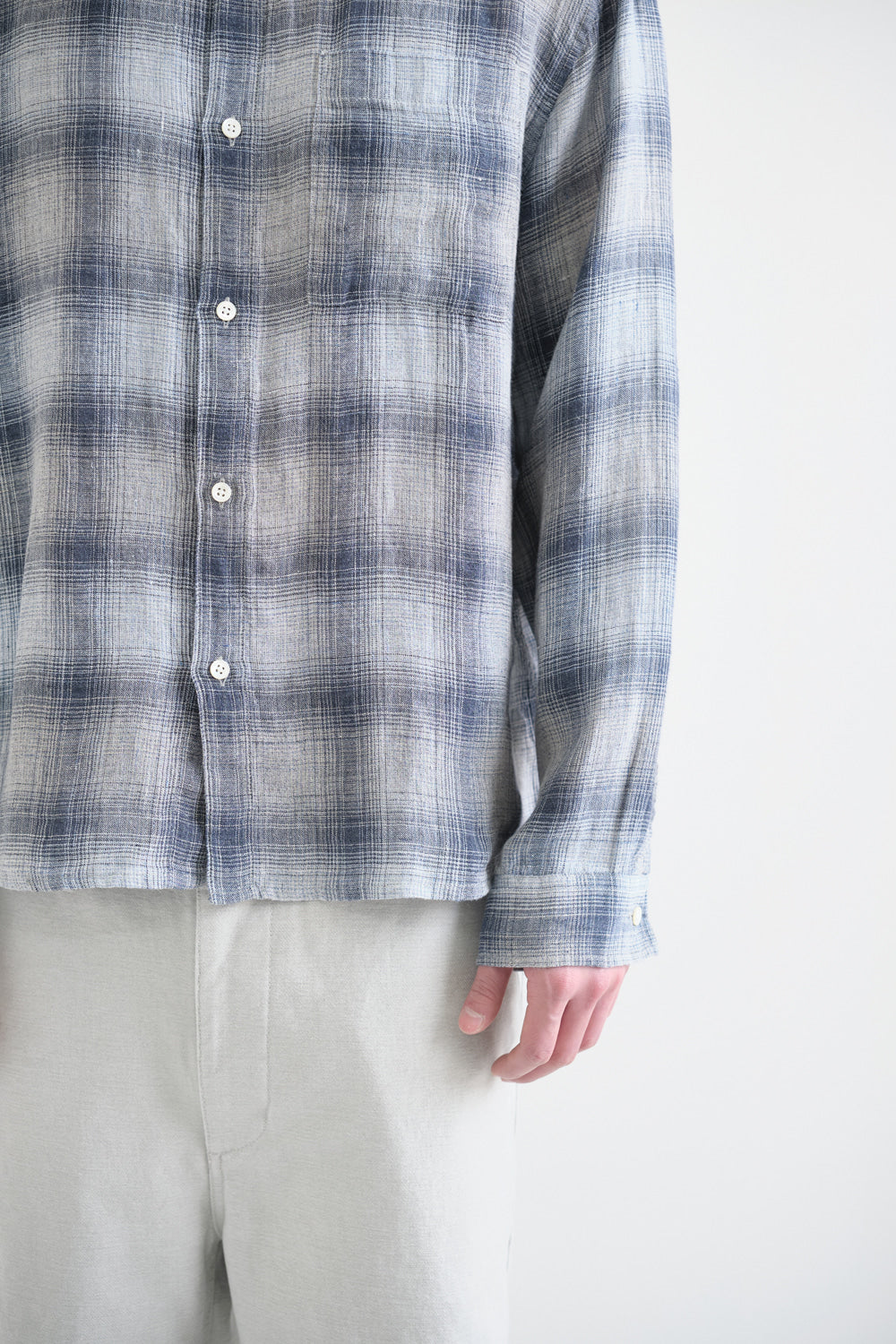 Hatchingroom - Museum Shirt Linen Check (Blue/Grey) product image 9 | TRAB K-Fashion Australia