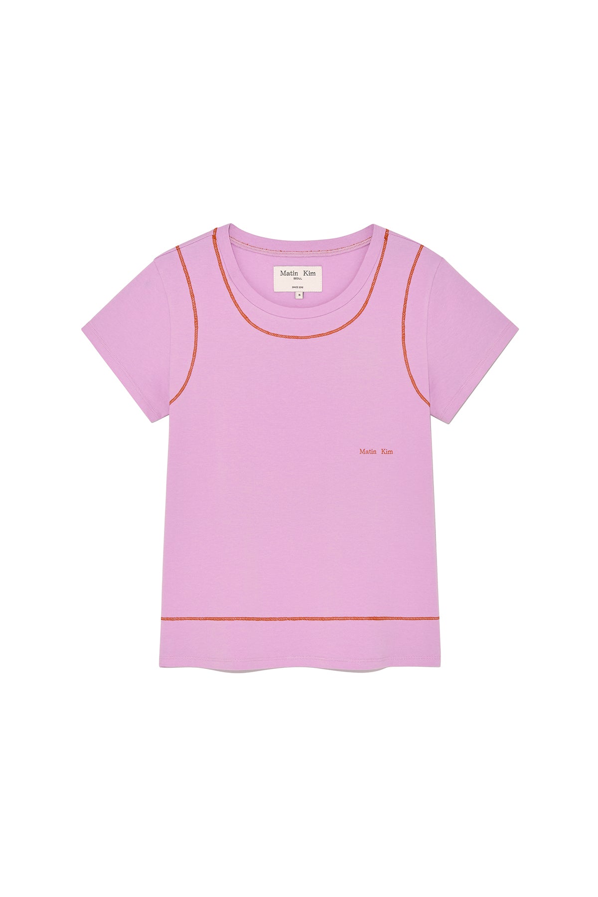 Matin Kim - Stitch Point Small Logo Top (Pink) product image 1 | TRAB K-Fashion Australia