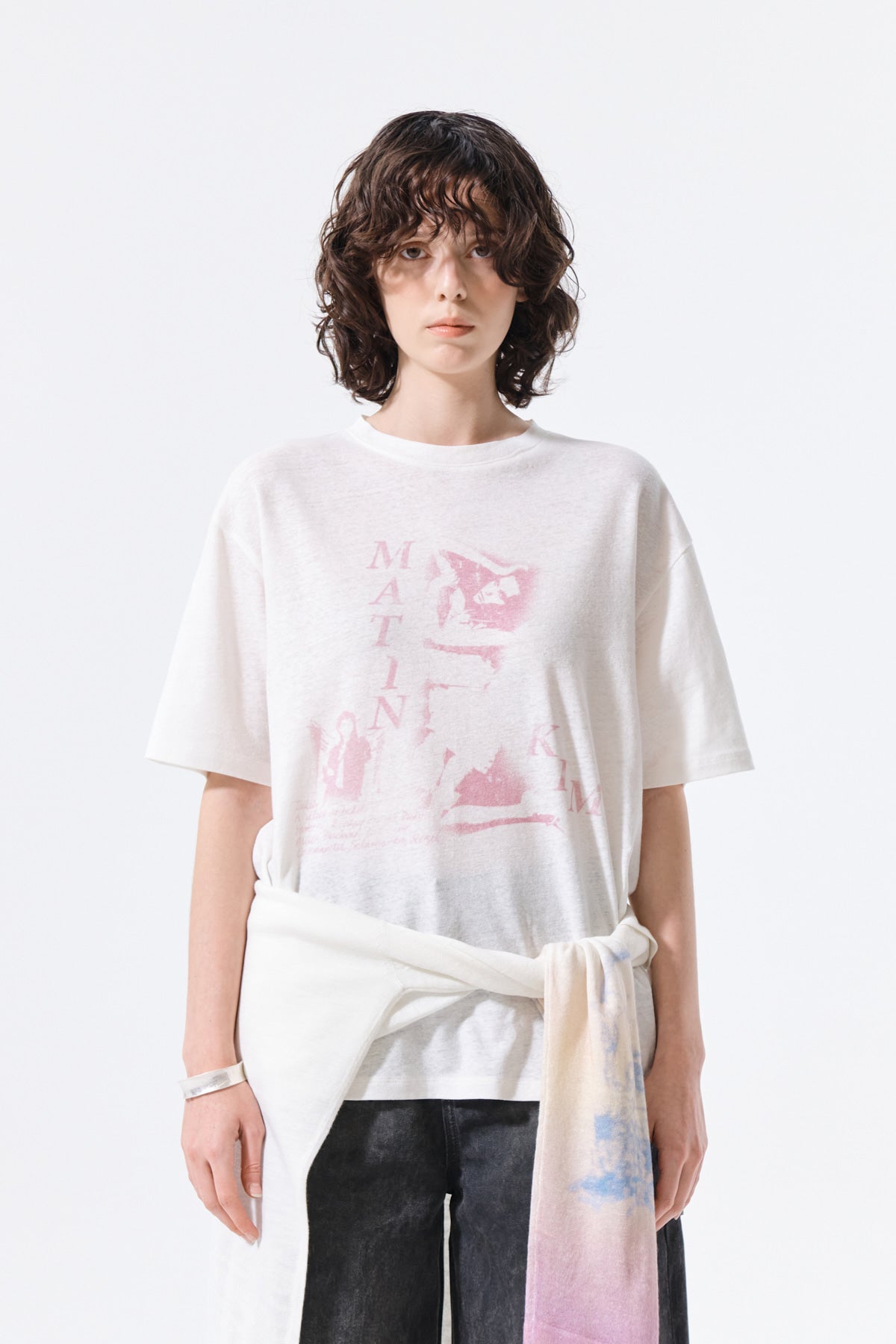 Matin Kim - Portrait Graffiti Logo Top (White) product image 5 | TRAB K-Fashion Australia