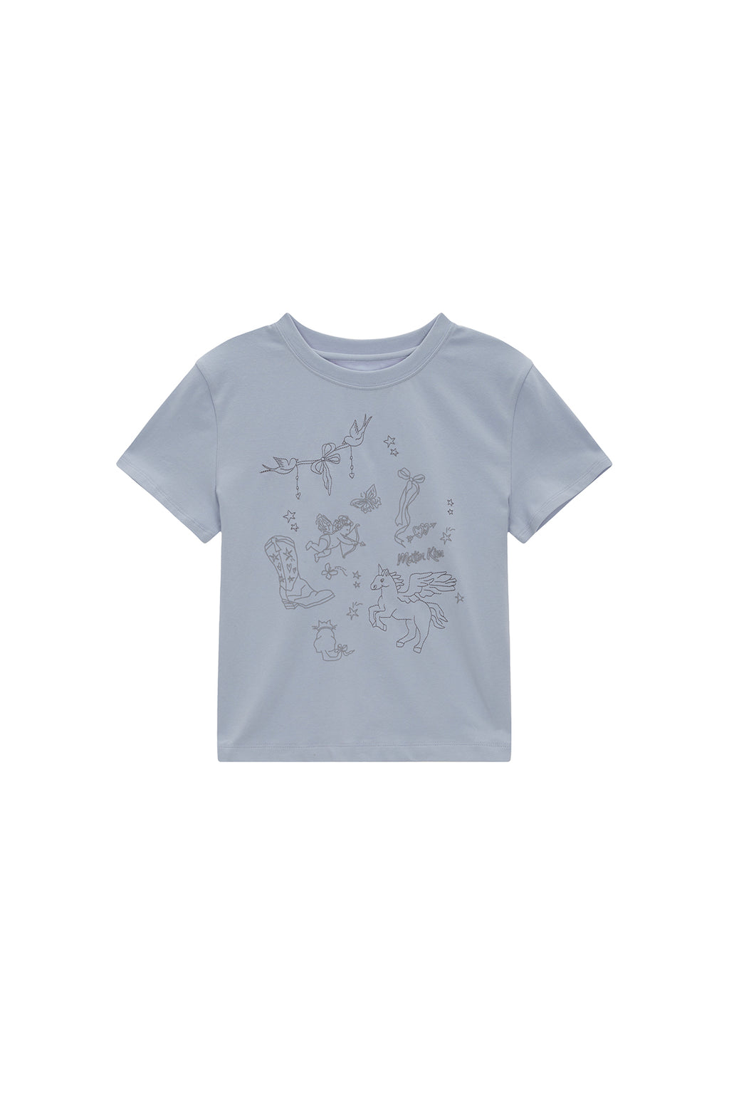 Matin Kim - Kitsch Printing Crop Top (Sky) product image 1 | TRAB K-Fashion Australia