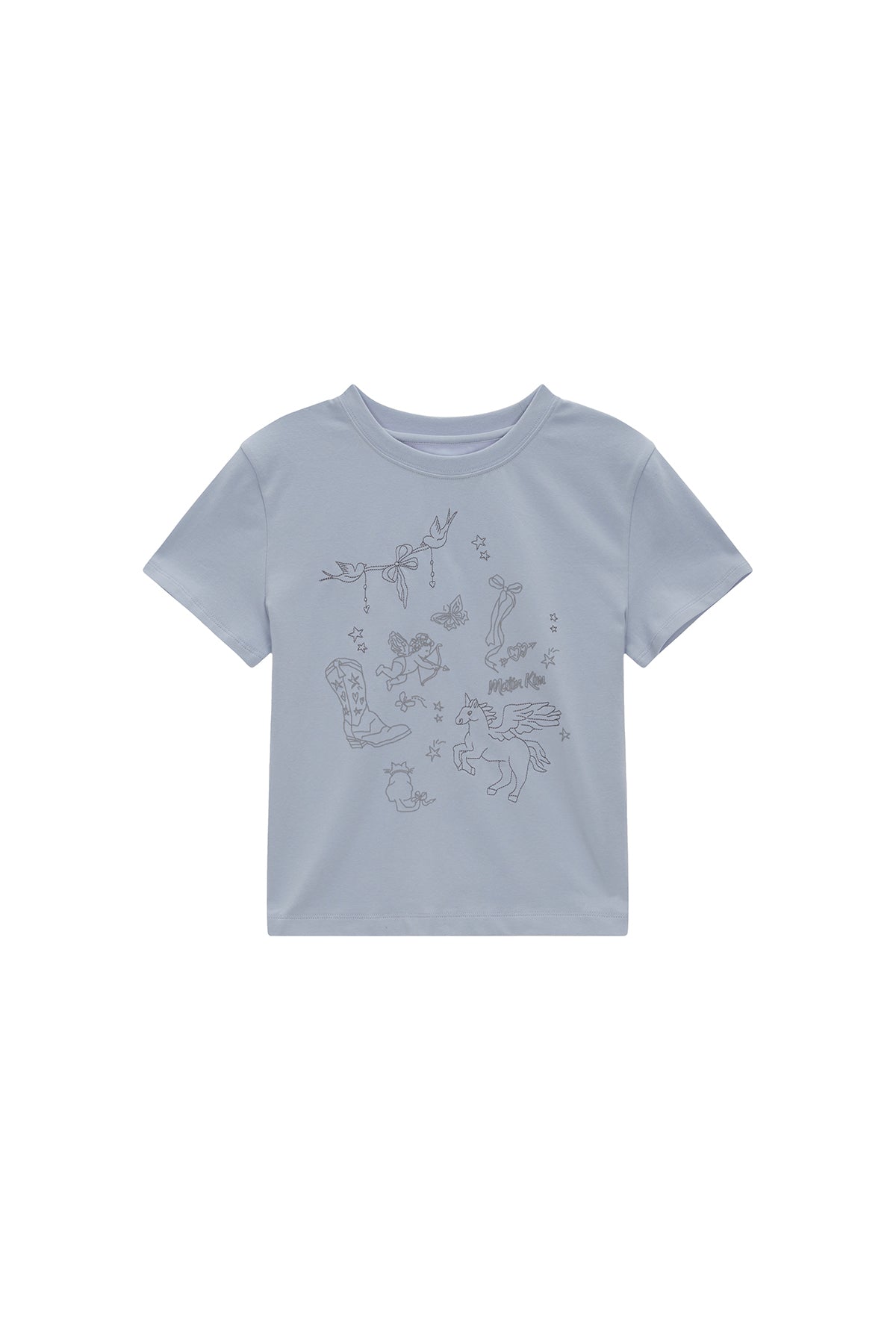 Matin Kim - Kitsch Printing Crop Top (Sky) product image 1 | TRAB K-Fashion Australia