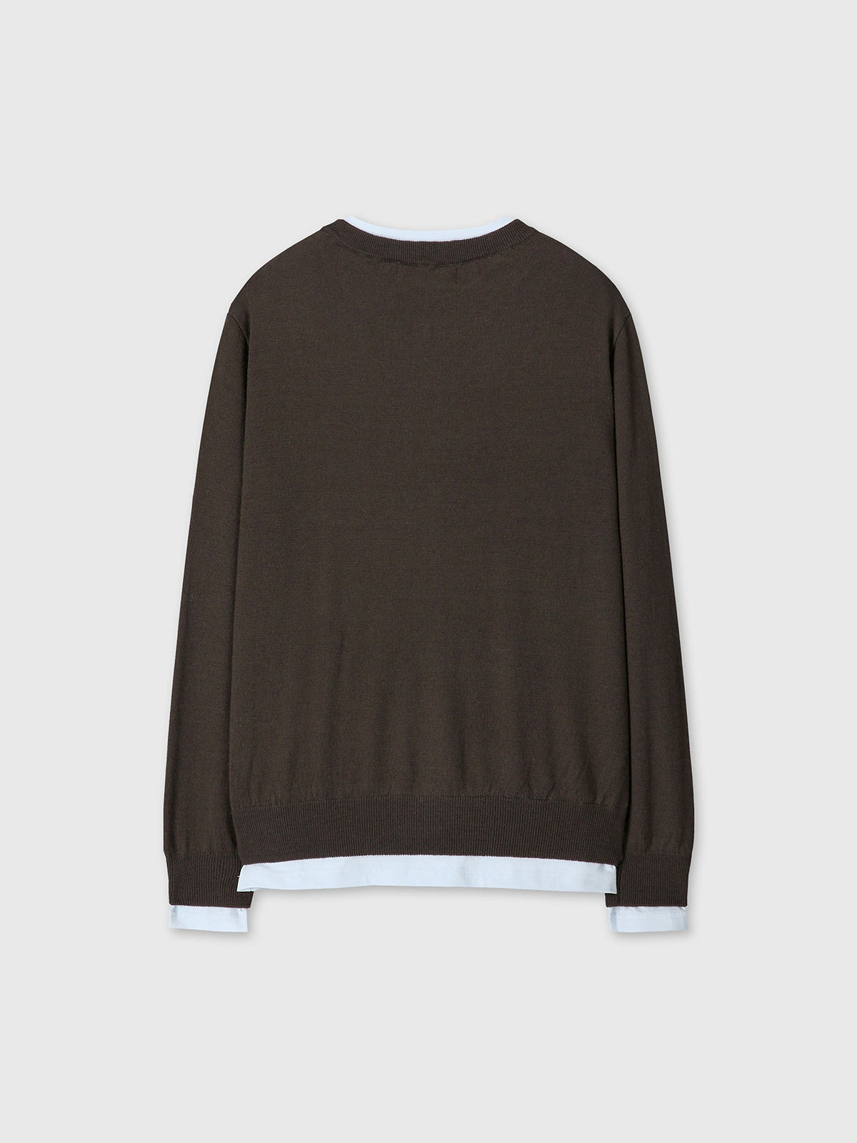Tonywack - Superfine Wool Layered V-Neck Knit Sweater (Brown/Baby Blue) product image 10 | TRAB K-Fashion Australia