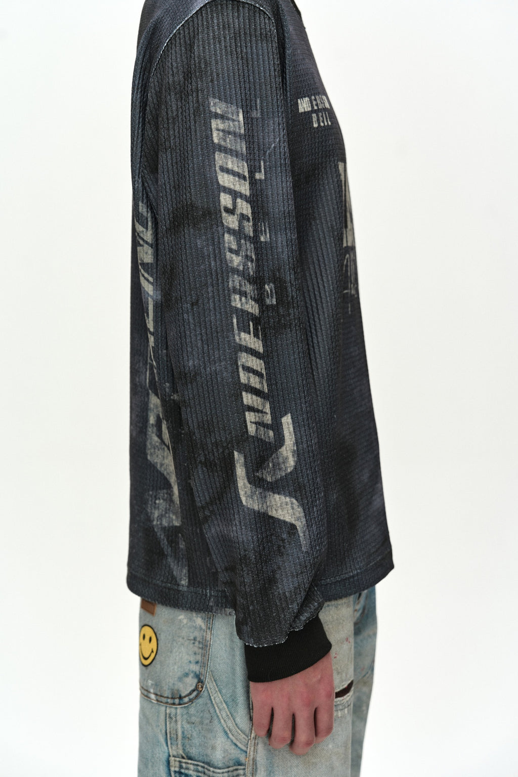 Andersson Bell - Racing Printed Waffle Long Sleeve T-Shirt (Black) product image 6 | TRAB K-Fashion Australia