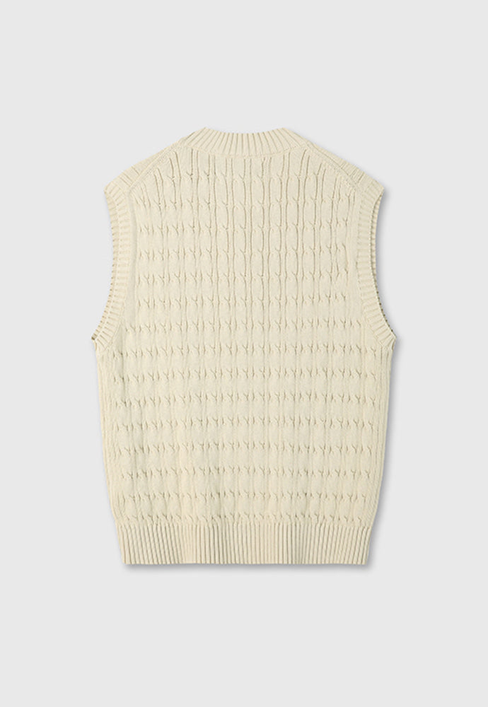 Tonywack - Cotton Twist V-Cable Knit Vest (Natural) product image 2 | TRAB K-Fashion Australia