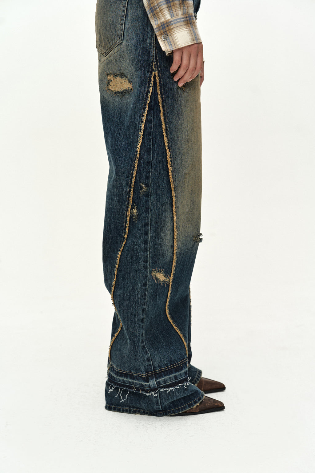 Andersson Bell - Layered Wide Jeans (blue) (Blue) product image 6 | TRAB K-Fashion Australia