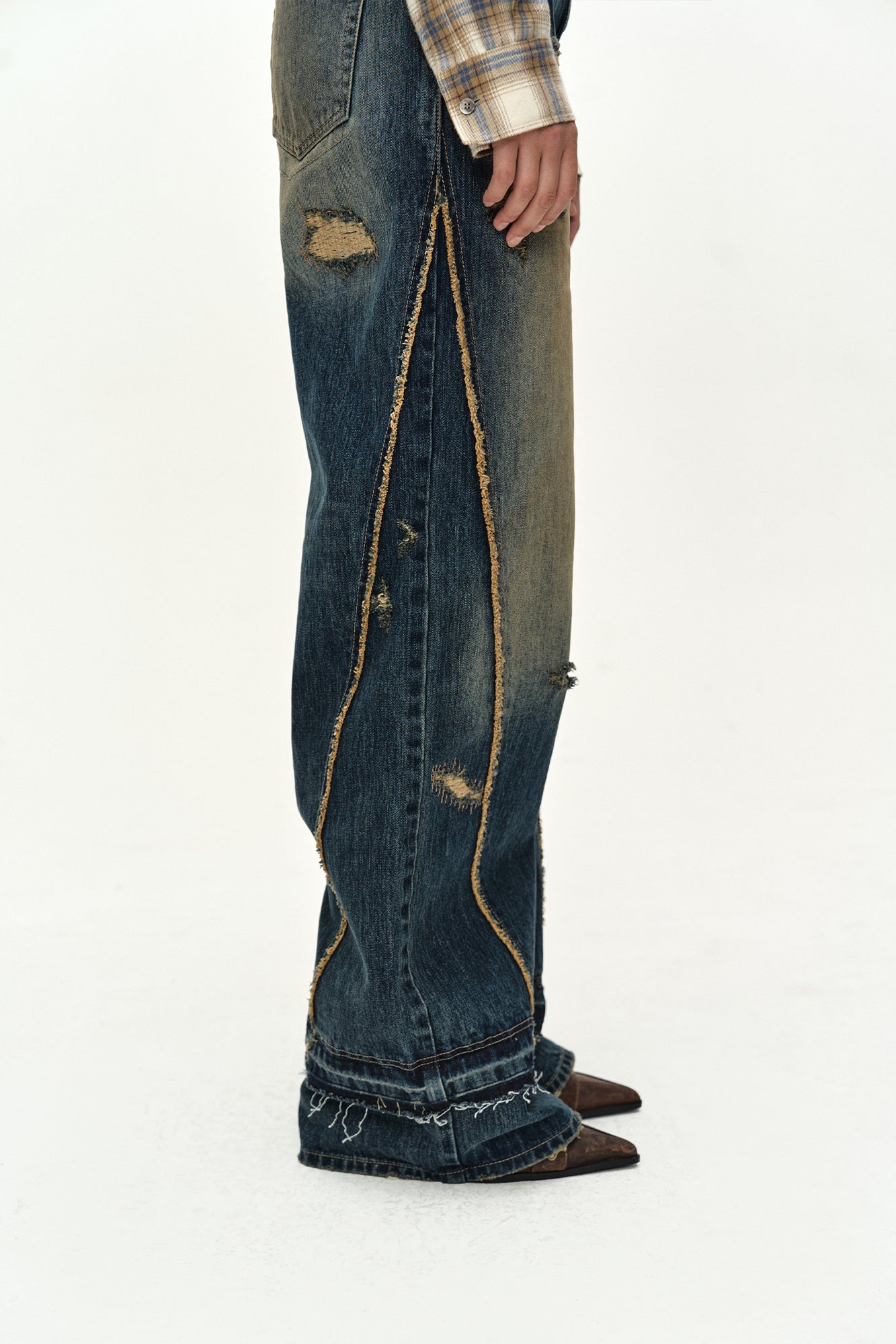 Andersson Bell - Layered Wide Jeans (blue) (Blue) product image 6 | TRAB K-Fashion Australia