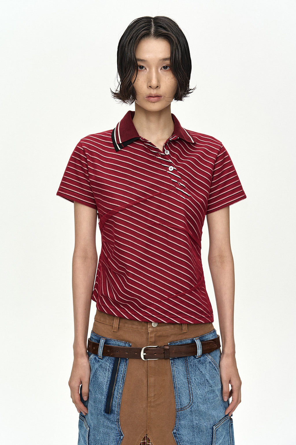 Andersson Bell - Twisted Pk Polo Top (Red) product image 4 | TRAB K-Fashion Australia