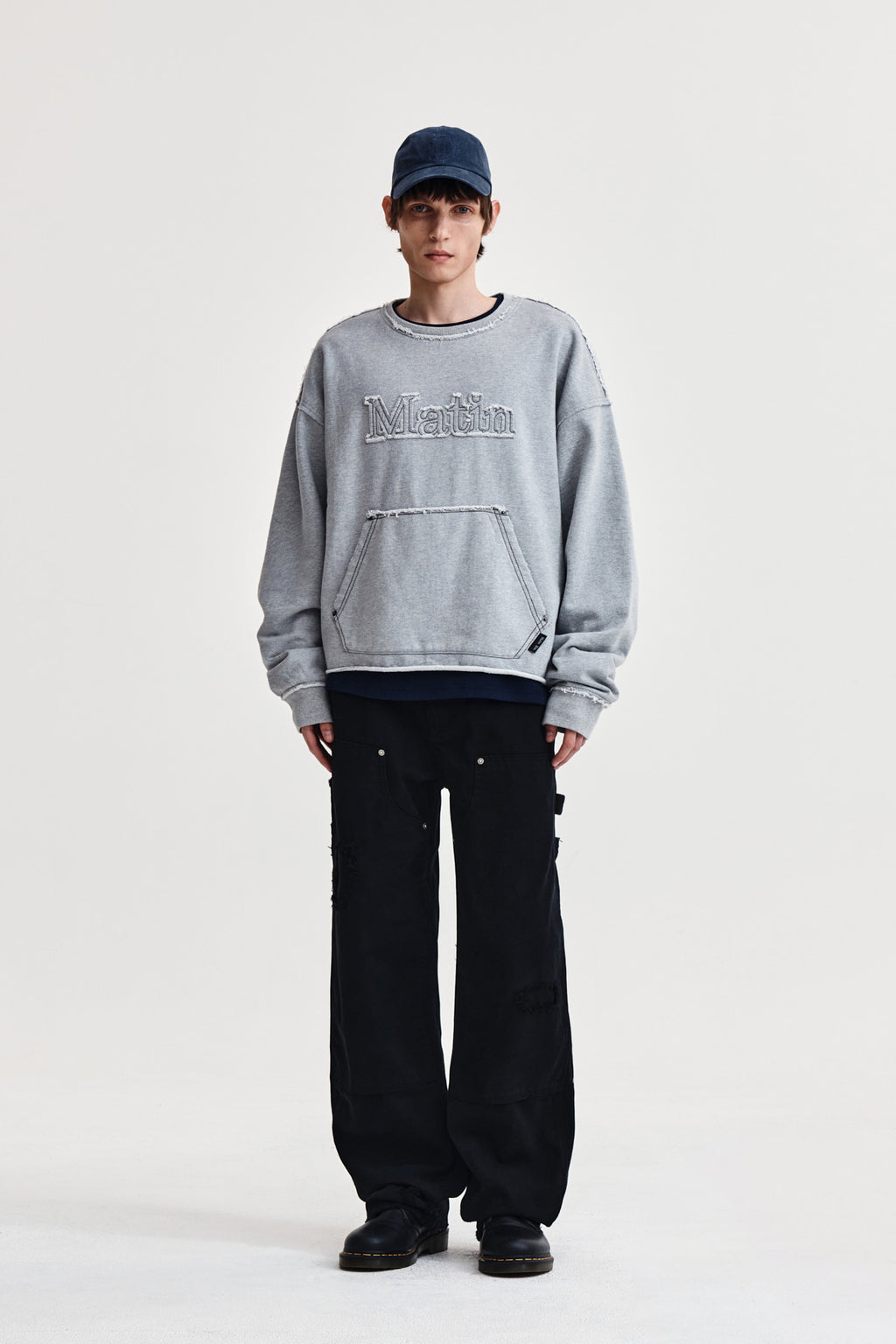 Matin Kim - Raw Cut Applique Sweatshirt (Grey) product image 14 | TRAB K-Fashion Australia