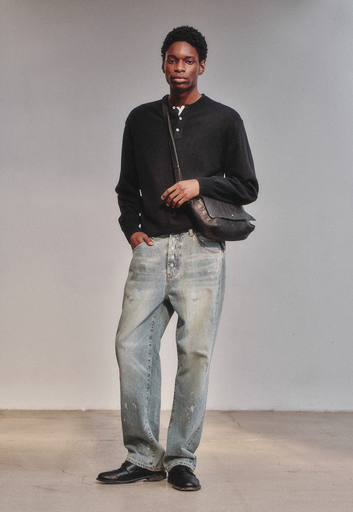 Art if acts - Painted Regular 5P Denim Pants (Used Light Blue) product image 1 | TRAB K-Fashion Australia
