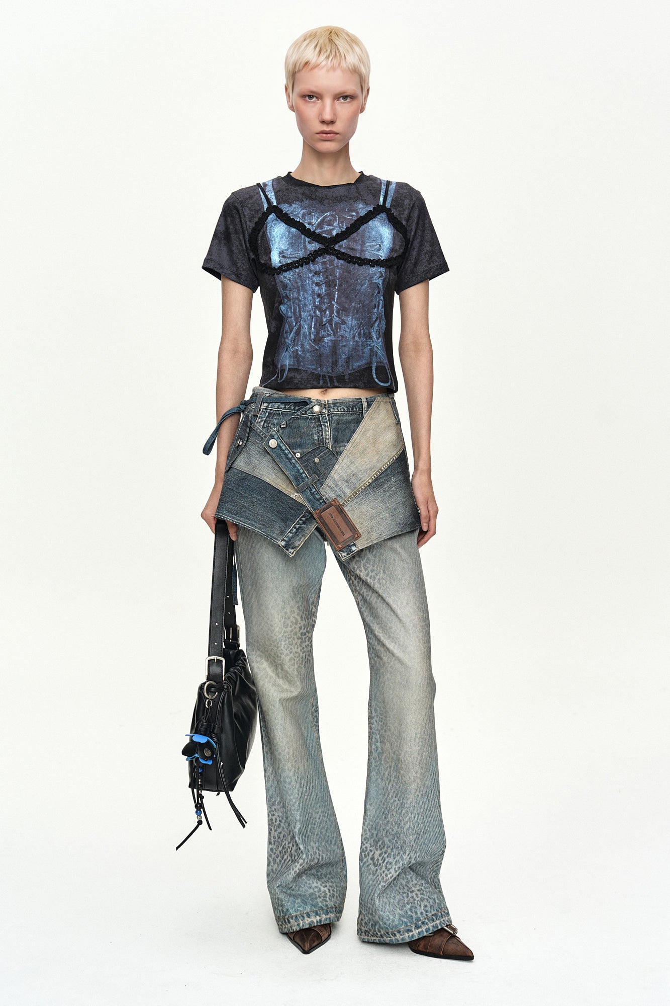 Andersson Bell - Lingerie Trompe-L'oeil Graphic T-Shirt (Charcoal) product image 2 | TRAB K-Fashion Australia
