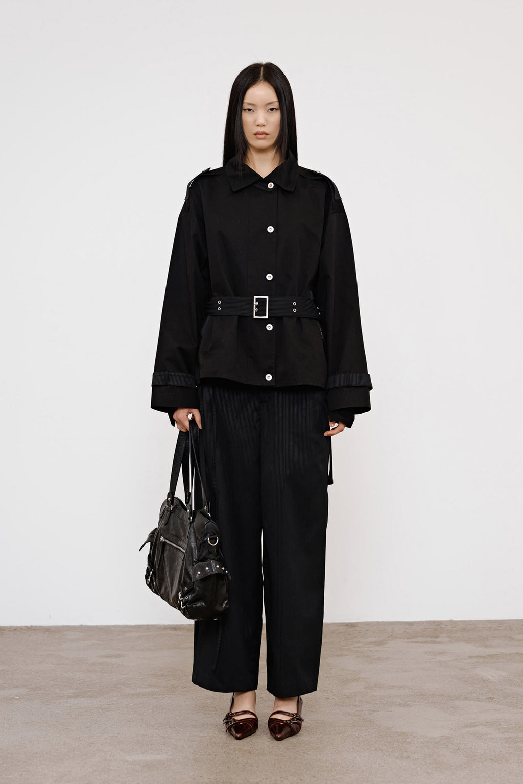 Deinet - Buckle Point Trench Jacket (Black) product image 1 | TRAB K-Fashion Australia