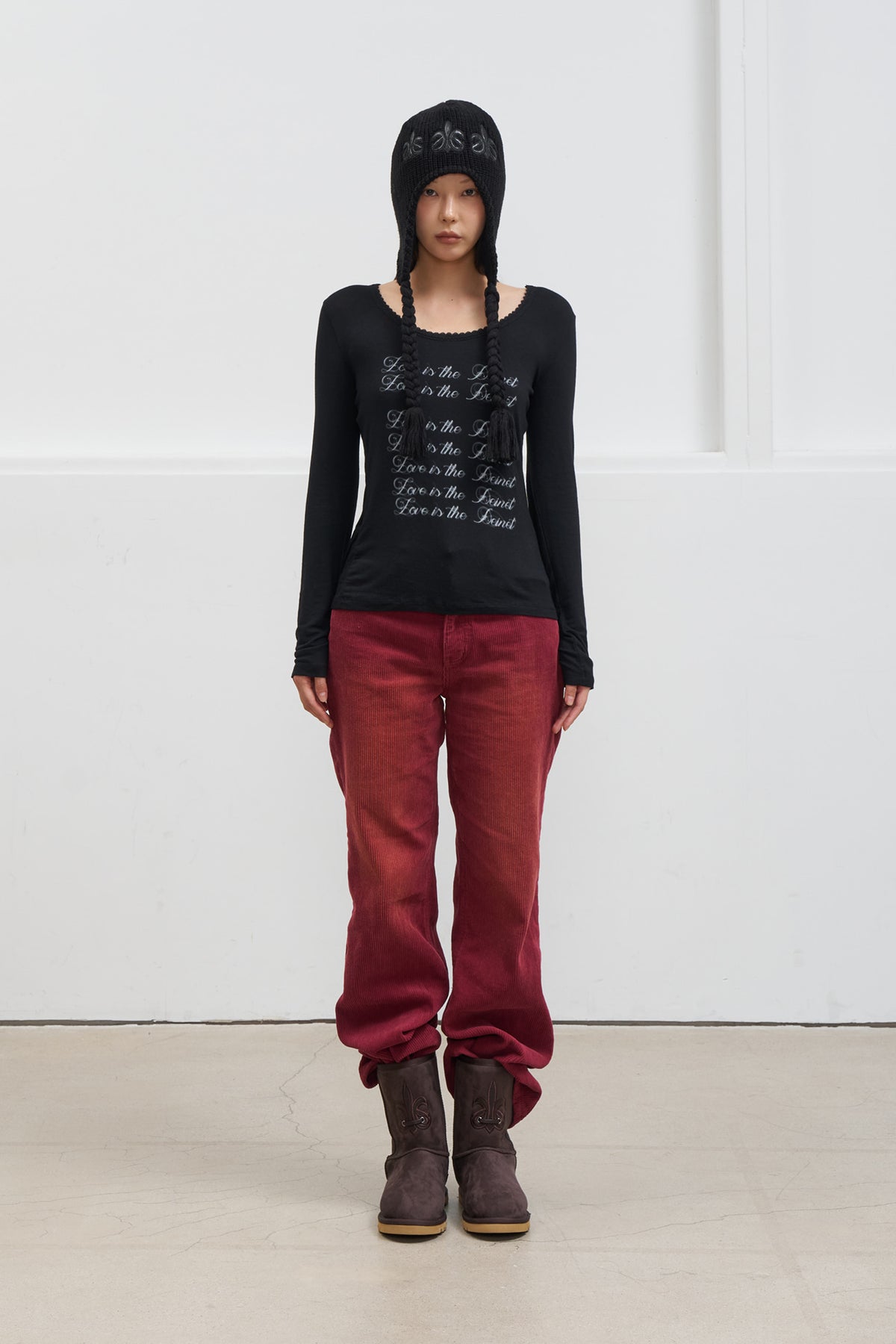 Deinet - Straight Brush Corduroy Pants (Burgundy) product image 1 | TRAB K-Fashion Australia