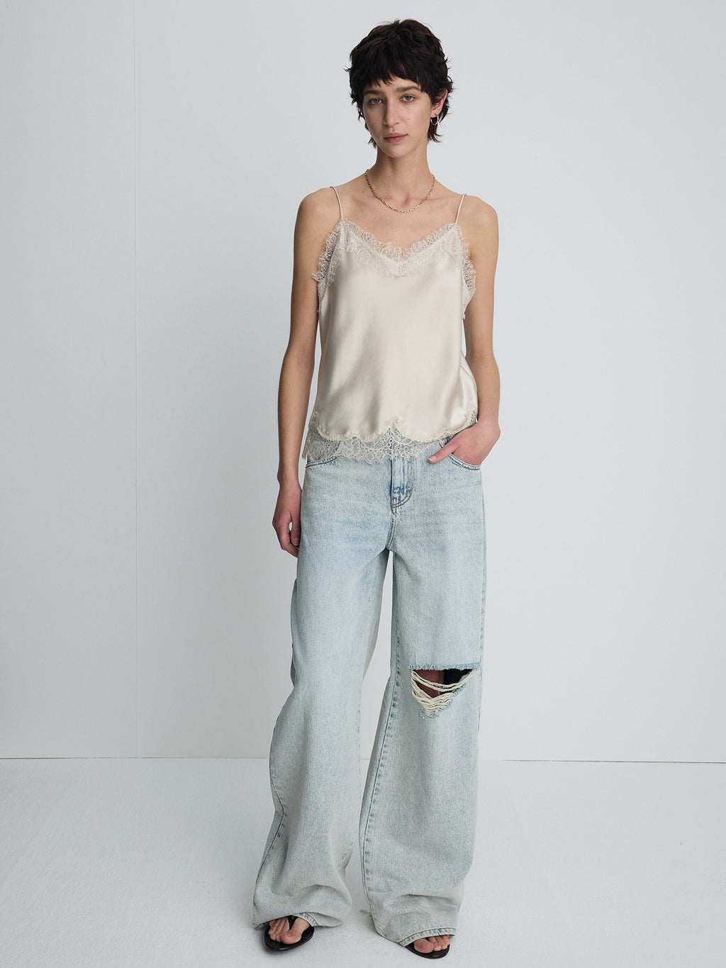 Tonywack - Satin Lace Camisole (Beige) product image 2 | TRAB K-Fashion Australia