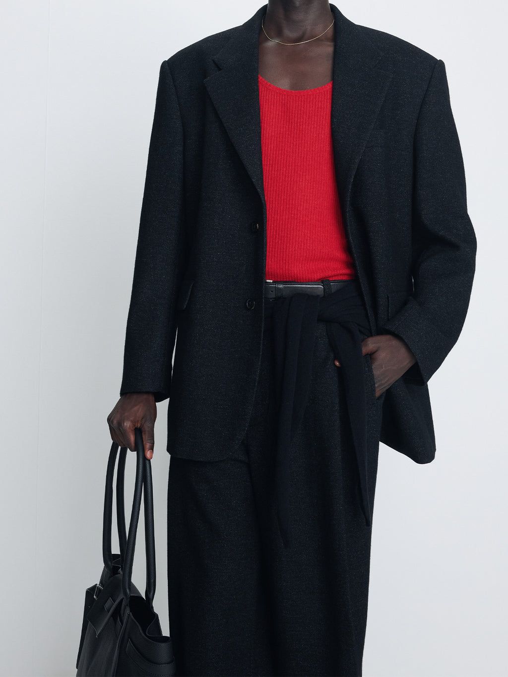 Tonywack - Herringbone Wool Wide Deep Tuck Trousers (Anthracite) product image 5 | TRAB K-Fashion Australia