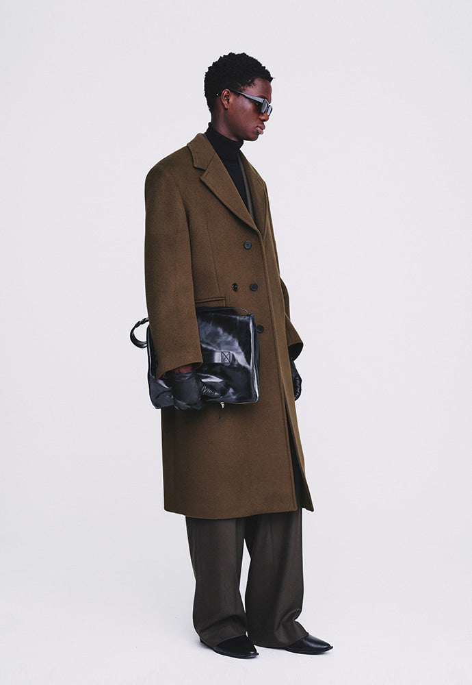 Tonywack - Cashmere Single-Breasted Tailored Wrap Coat (Wood Brown) product image 2 | TRAB K-Fashion Australia