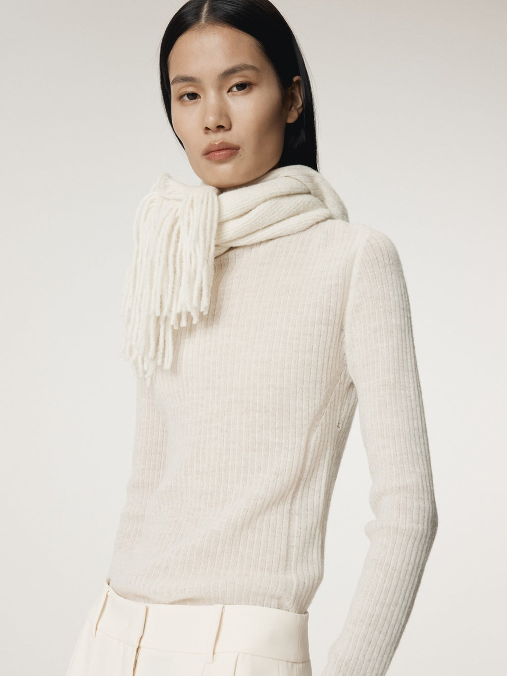 Recto - Hairy Balaclava Knit Top (Cream) product image 1 | TRAB K-Fashion Australia