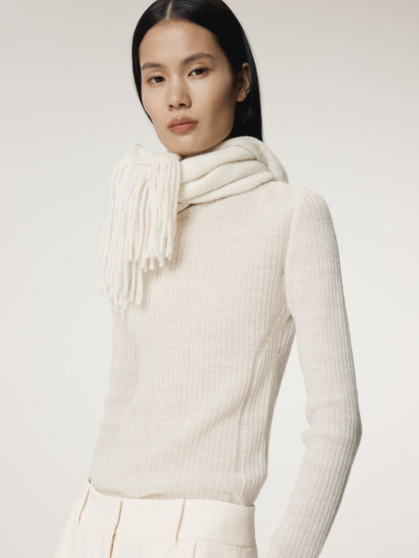 Recto - Hairy Balaclava Knit Top (Cream) product image 1 | TRAB K-Fashion Australia