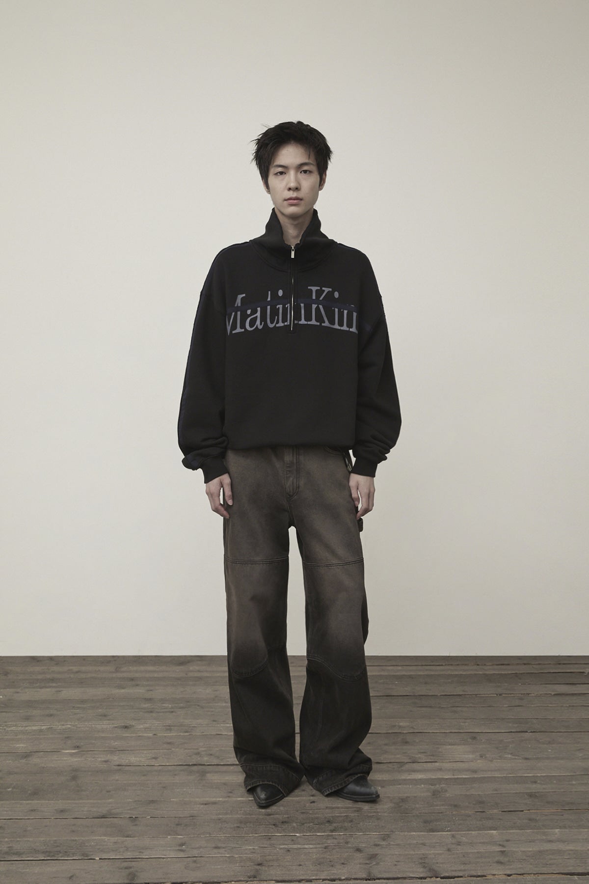 Matin Kim - Cut Out Half Zip Sweatshirt (Black) product image 11 | TRAB K-Fashion Australia