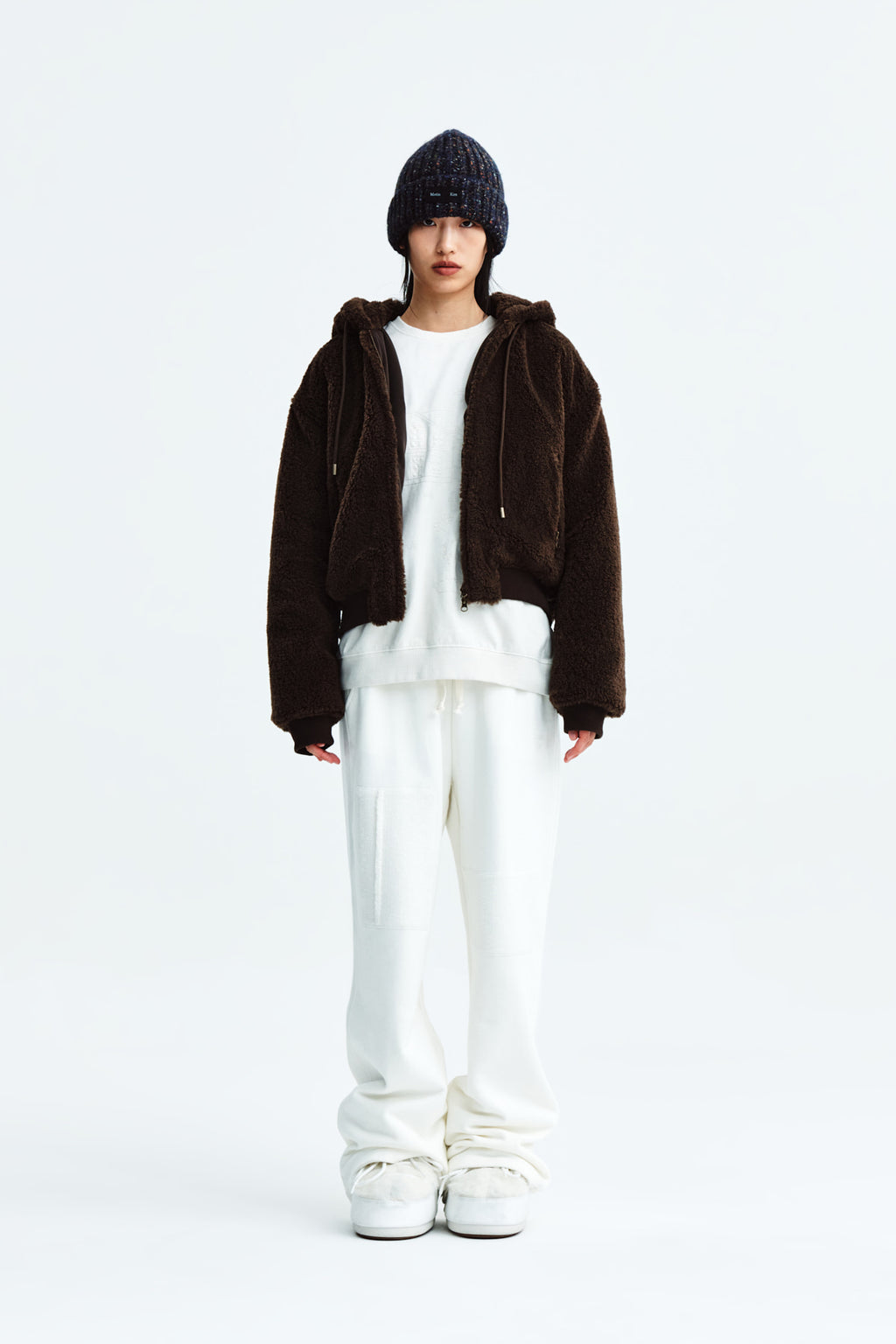 Matin Kim - Logo Point Fleece Hoody Jumper (Khaki) product image 6 | TRAB K-Fashion Australia